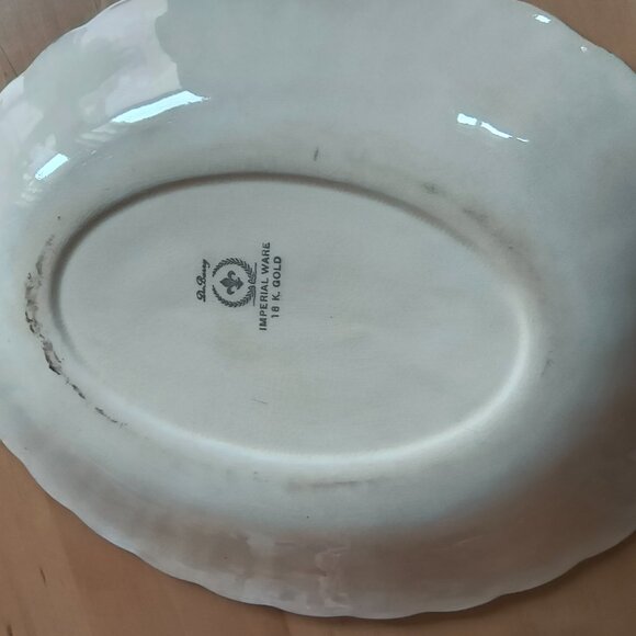 Du Barry Imperial Ware 18K Gold Oval Serving Plate Floral Design Antique - Picture 4 of 4